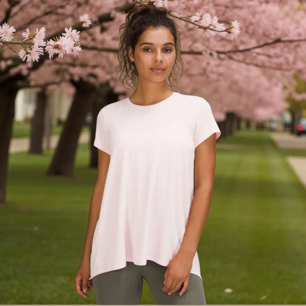 Lululemon Modal Open Up Tie Back T-Shirt in Strawberry Milkshake Sz 8